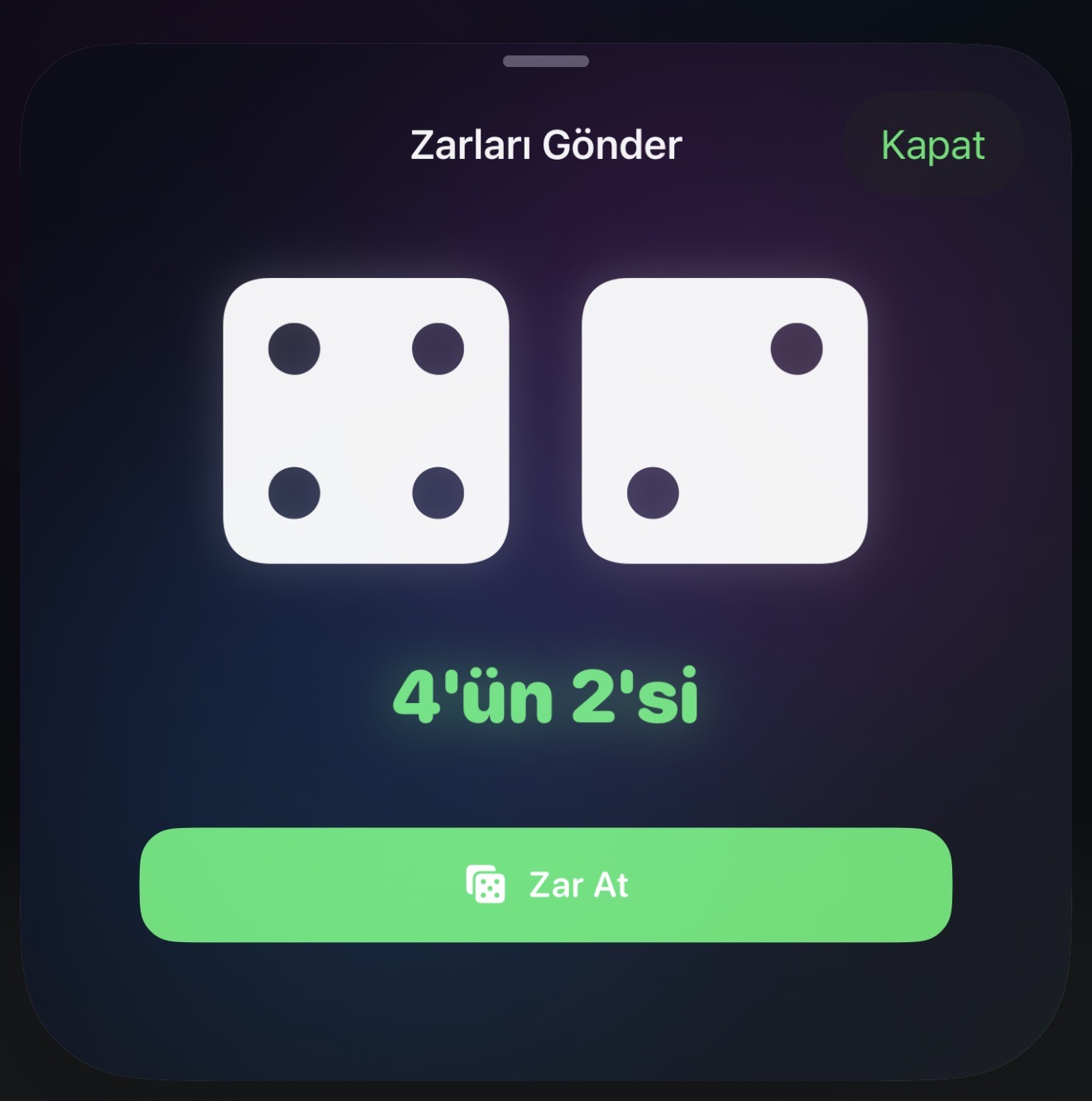 Zar Atma Ekranı